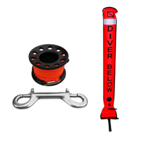 Scuba Diving SMB มาร์กเกอร์พื้นผิวทุ่นสัญญาณหลอดพร้อม DIVE Reel SPOOL อุปกรณ์ความปลอดภัยเกียร์-สีต่า