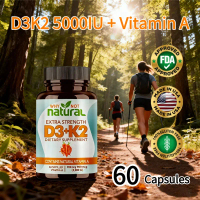 D3K2 5000IU+Vitamin A: Vitamin D3 & K2 hàm lượng cao hỗ trợ hấp thụ Canxi, 125mcg D3 + 500mcg K2, 60