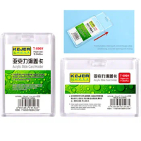 10pcs Transparent Slide Acrylic ID Card Sleeve with Lanyard ID Badge Cover Credit Card Holder with Hanging Rope