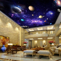 Custom wallpaper 3d murals purple fantasy galaxy starry sky space living room bedroom ceiling shopping mall ceiling decoration