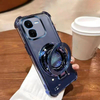 Ốp Điện Thoại, Cho IQOO Z9X 5G, Mạ Trong Suốt, Có Giá Chân Đế Vòng Từ Tính, Túi Khí, Ốp Lưng Sốc Tro
