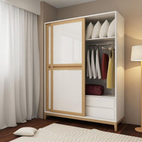 衣櫃衣櫃收納北歐推拉門衣櫃簡約現代實木臥室整體移門衣櫥烤漆雙門衣櫃