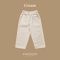 AWESOMEKIDS 2-15 th Groovy Pants Celana Chino Basic Panjang Anak Denim Laki Perempuan Putih Cream M 