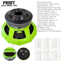 SPEAKER FEST GREEN 1852 18INCH DOUBLE MAGNET KOMPONEN SPEAKER GREEN1852 ORIGINAL