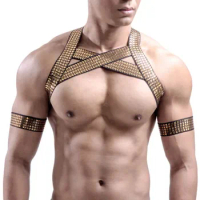 Mens Harness Bondage Gay Clubwear Exotic Tank Top Costumes Shoulder Body Chest Muscle Harness Belt Straps Arnes Hombre Belt