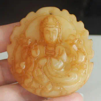 Chinese Old Jade kwan-ying pendant bead