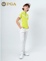 美國PGA青少年高爾夫服裝夏季男童2021新款運動上衣服童裝短袖T恤