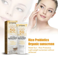 SPF 50 Refreshing Sunscreen Probiotic Rice Organic Whitening Isolate Ultraviolet Rays Waterproof Facial UV Protection Sunblock