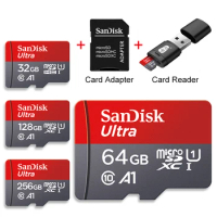 SanDisk A1 Micro SD Card 128GB Memory Cards 64GB 256GB Class 10 Flash Drive Cards 32GB cartao de memoria For Phone + Card Reader