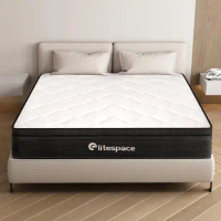 elitespace Queen Size Mattress,10 Inch Grey Memory Foam Hybrid Queen Mattresses in a Box,Individual Pocket Spring Breathable Com