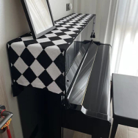 Modern Minimalist Chessboard Piano Cover Dust Proof Thickened Classical Piano Cover Cloth Home Decoration Half Pack Piano Cover
