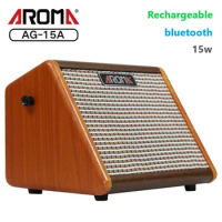 AROMA 15W Acoustic Guitar Amplifier AG-15A USB Rechargeable Bluetooth Speaker for Acoustic Guitar