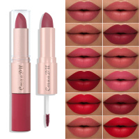 Gincu Dua Lipstick Makeup Dua Dalam Satu 12 Warna Menawan Pengilat Bibir Lip Velvet Susulip Gloss Ba
