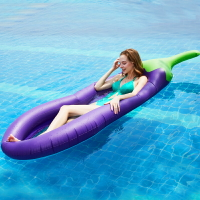 超大充氣茄子浮床浮排成人兒童水上漂網格布游泳圈 漂浮躺椅氣墊船