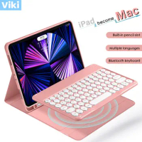 Spanish Russian Keyboard Case for iPad Pro 11 2022 Magnetic Cover with Pencil Case for iPad Pro 11 2021 2018 Wireless Keyboard