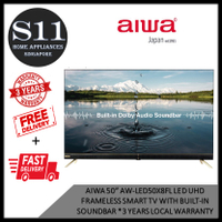 AIWA 50" AW-LED50X8FL LED UHD Frameless Smart TV with Built-in Soundbar * 3 YEARS LOCAL WARRANTY