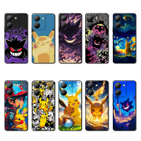 Sarung Telefon, Hitam Lembut, Serasi dengan VIVO V27, V27E, V29, S1 Pro, V29E, S7E, S7 Pokémon, Anti