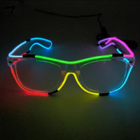 EL Wire Neon Light Up Glasses Colorful LED Glowing Cyberpunk Glasses Neon Bar Party Glasses Halloween Christmas Decoration