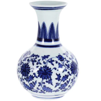 Chinese Blue White Vase Oriental Bottle Vases Ginger Jar Vase Traditional Ceramic Flower Vase Home Decor