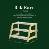 TAMA LIVING Rak Kayu Jar Bumbu Dapur Aesthetic Rak Bumbu Dapur Estetik Rak Kayu Susun Tatakan 3 Ting