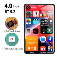 MP4 Music Player Touch Screen 4 Inch 16GB BT 5.0 with Speaker 1080P Video Ebook FM Radio MP3 Audio MP3 Player Record Ebook