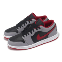 【NIKE 耐吉】休閒鞋 Air Jordan 1 Low 男鞋 煙灰 黑 紅 AJ1 一代 喬丹(553558-060)