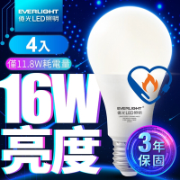 (4入)億光 LED燈泡 16W亮度 超節能plus 僅11.8W用電量 4000K自然光