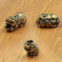 Brass DIY Golden Bull Lotus Leaf Pixiu Tiger Metal Figurine Outdoor Umbrella Rope Pendant Accessoires Miniatures
