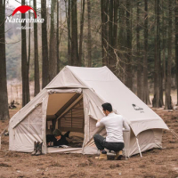 Naturehike Air 6.3 Camping Inflatable Tent 2-4 Persons Large Space Cotton Cabin Tent Family Outdoor Hiking Tent With Air Pump