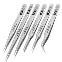 Carbon Steel Anti-Magnetic/Acid RHINO RP-10 RP-11 RP-12 RP-13 RP-14 RP-15 Tweezers Set For Electronics Jewelry Industry Tools