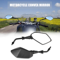 Motorcycle Mirrors Rear View Mirror Monitor Fake Carbon Fiber Decorative For Electric Bicycle E-Bike Pit Dirt Bike Scooter ATV