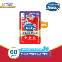 Deli-Joy Makanan Kucing Basah Pouch Adult Tuna Topping Teri 60g - 24 Packs
