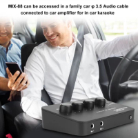 Compact Karaoke Audio Mixer 3.5mm AUX BT Connection with 2 Mic Inputs Digital Audio Sound Karaoke Machine for TV/PC &amp; Amplifier