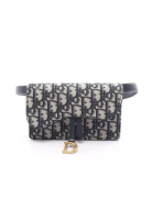 Christian Dior Pre-Loved Christian Dior oblique body bag waist bag canvas Navy beige