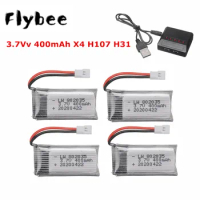 3.7V 400mAh Lipo Battery For X4 H107 H31 KY101 E33C E33 U816A V252 H6C RC Drone Spare Parts 3.7V 1S Battery with XH2.54 Charger