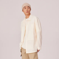 【Dickies】男款米白色輕量柔軟抗UV寬版長袖襯衫｜DK011526C48