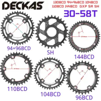 DECKAS Bike Round Chainring 94+96/96/104/110/130/144BCD For GXP 32T-58T 7-12speed CNC NarrowWideTooth AluminumAlloy ForSHIMANO