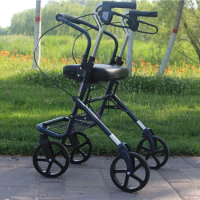 Elderly Foldable and Portable Shopping Cart Elderly with Trolley Luggage Trolley Shopping Cart Four-Wheel Portable Walking