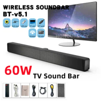 TV Sound Bar BT 5.1 Wireless Speakers with FM Collapsible Soundbar Home Theater Surround Sound System TF Card/Aux/RCA Connection