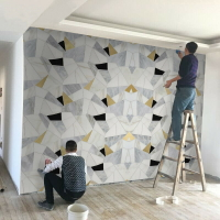 北歐電視背景墻壁紙家用簡約現代裝飾客廳臥室菱形幾何墻紙壁畫布