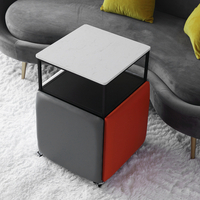 (彩色皮革款)魔方矮凳,創意家用沙發茶几,邊桌小板凳,客廳多功能可疊放組合茶几凳,椅子