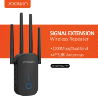 Joowin 1200Mbps Dual Band 2.4&amp;5.8Ghz Wireless Wifi Extender Wi-fi Repeater 4*3dBi Antenna Long Range Signal Amplifier