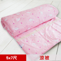 【米夢家居】台灣製造-100%精梳純棉雙面涼被(5*7尺-北極熊粉紅)