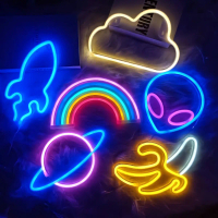 Lampu Dekorasi LED bohlam Neon Light hiasan dinding kamar Aestetic baterai usb
