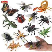 Oenux Wild Insect Animals Model Set Butterfly Scorpion Mantis Cicada Lizard Action Figures Miniature Kid Education Halloween Toy
