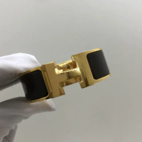 Pre-owned HERMES BRACELET CLIC CLAC GM BLACK GHW (RUUU/YIUMN)
