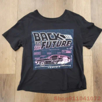 Back To The Future Universal Studios Black Crop Top T Shirt Size Medium 100% cotton Men t shirt Wome