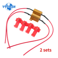 2 Sets Wirewound Resistor 25W 50W Aluminum Shell Power Resistor 5ohm/6ohm/8ohm/10ohm/24ohm/50ohm/100ohm, for Car Lamp