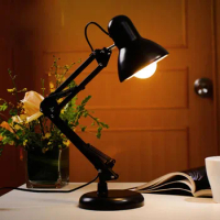 LED Studio Desk Lamp Vintage Portable Lamps with Clamp Book Reading Folding Writing Study Light Fixture for Nail Manicure Table
