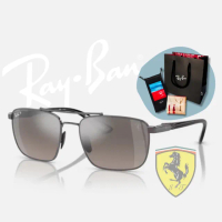 【RayBan 雷朋】法拉利聯名款 雙槓金屬方框偏光太陽眼鏡(RB3715M-F0845J 58mm 偏光鏡片)